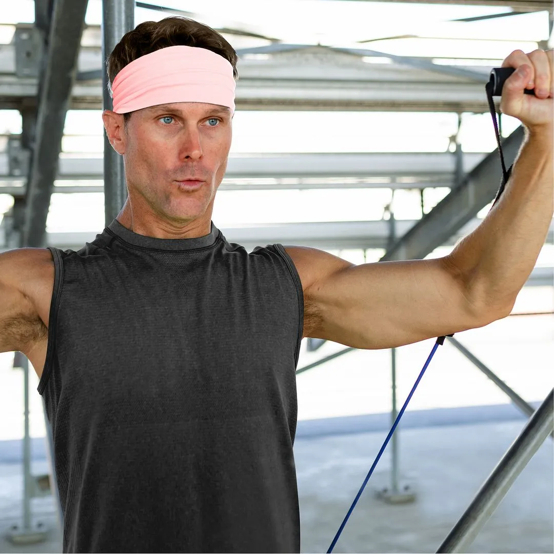 Men's Headbands Cotton Jersey 5" Wide Sports Fitness Yoga Made in the USA Blush