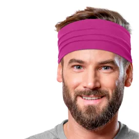 Men's Headbands Cotton Jersey 5" Wide Sports Fitness Yoga Made in the USA Fuchsia