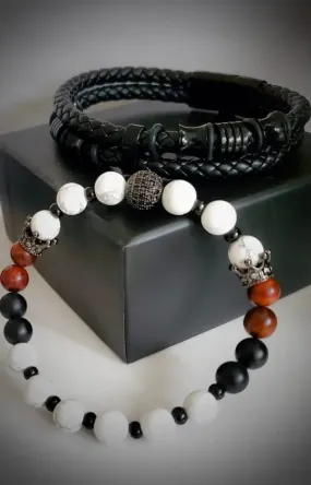 Men's Howlite Bracelet Set