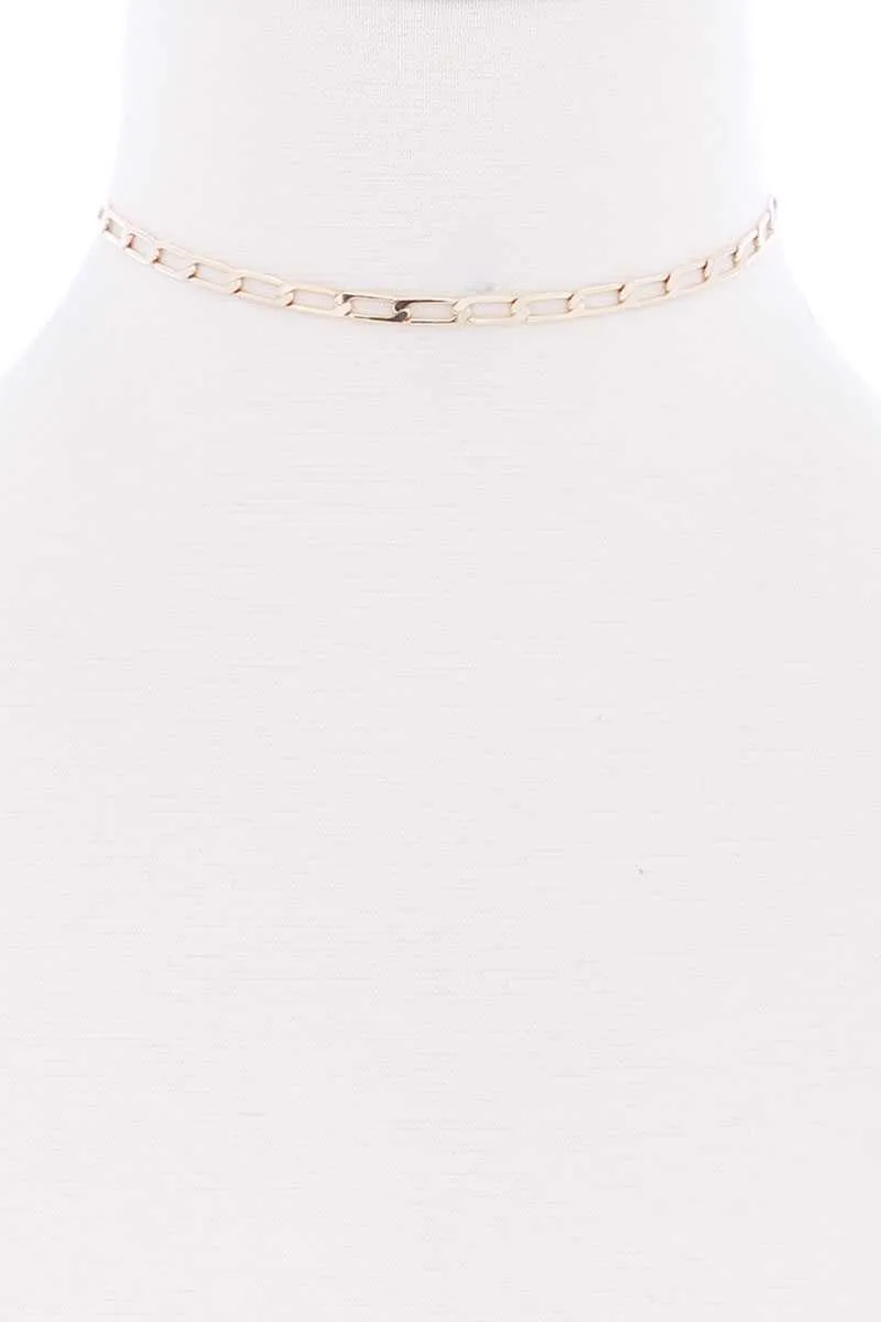 Metal Chain Link Choker Necklace