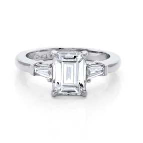 Michael M Trinity 18K White Gold Diamond Engagement Ring R807-3