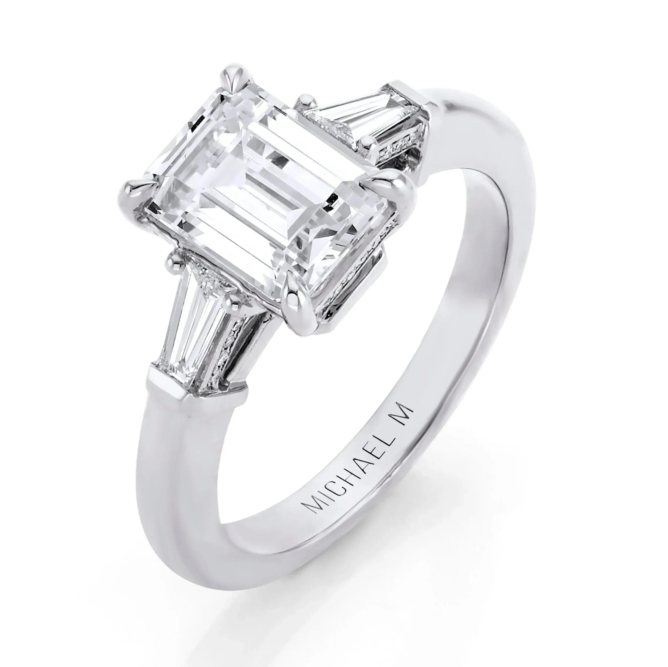 Michael M Trinity 18K White Gold Diamond Engagement Ring R807-3