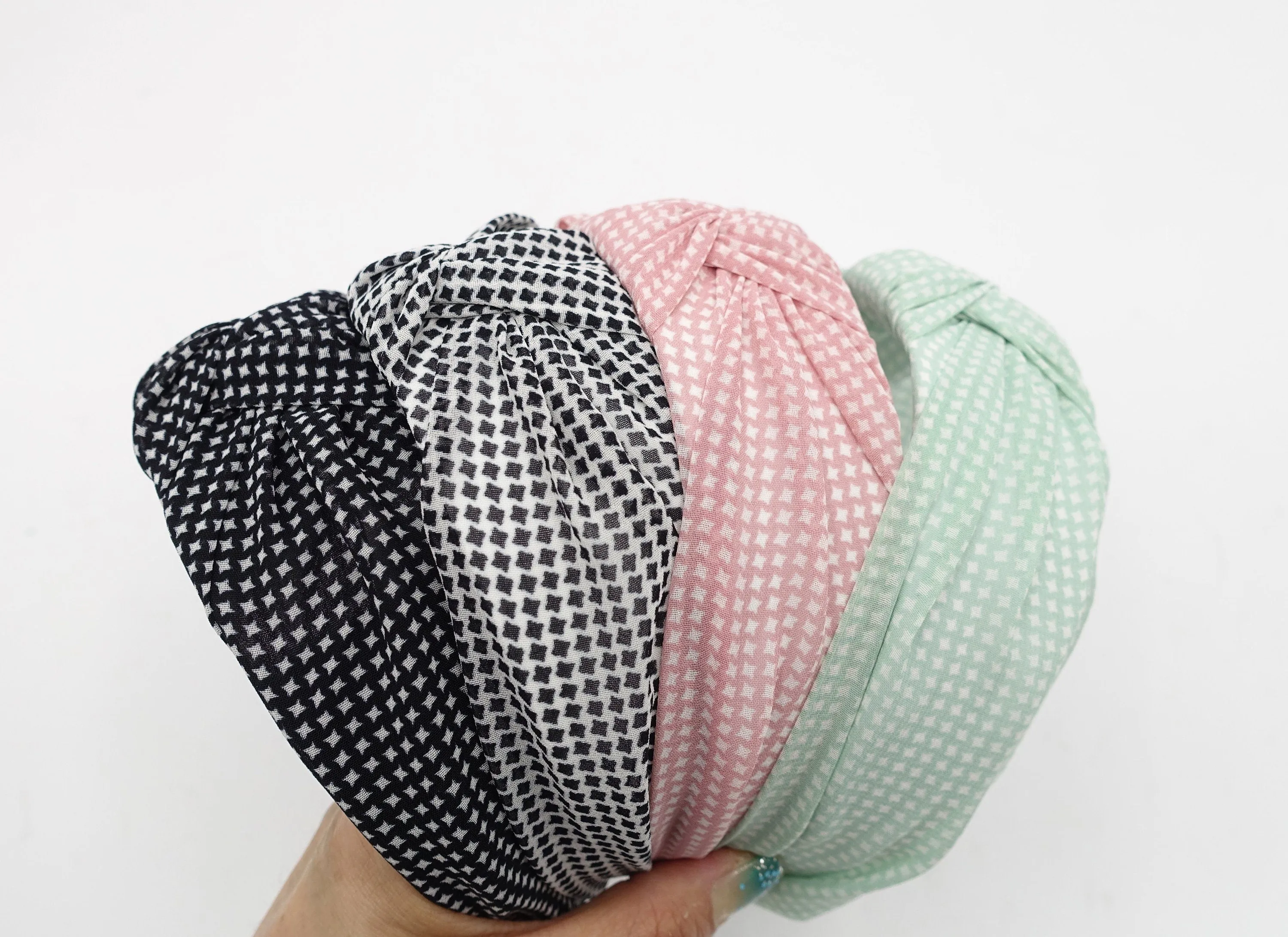 micro houndstooth knot headband chiffon hairband for women