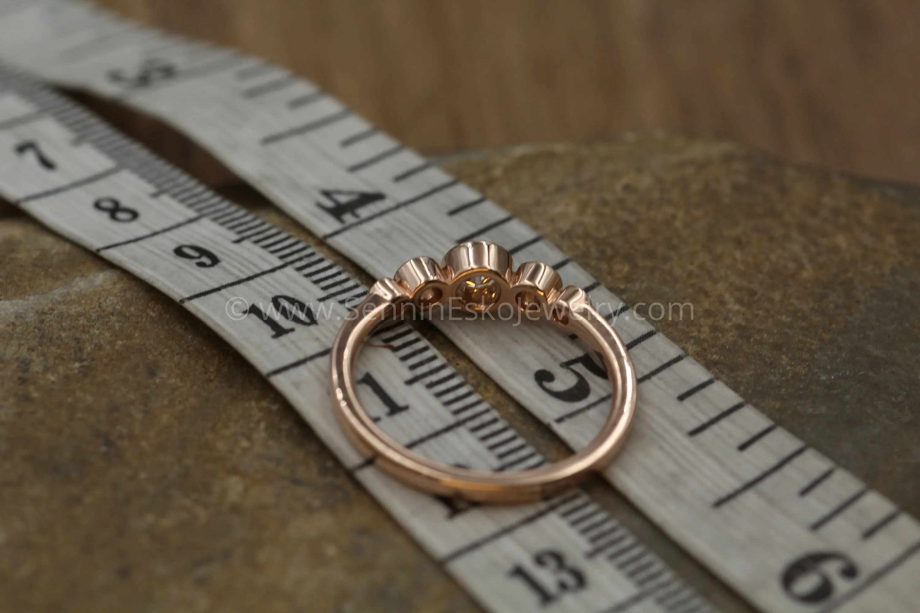 Moissanite Multi Bezel Rose Gold Ring - Forever One Moissanite Engagement Ring