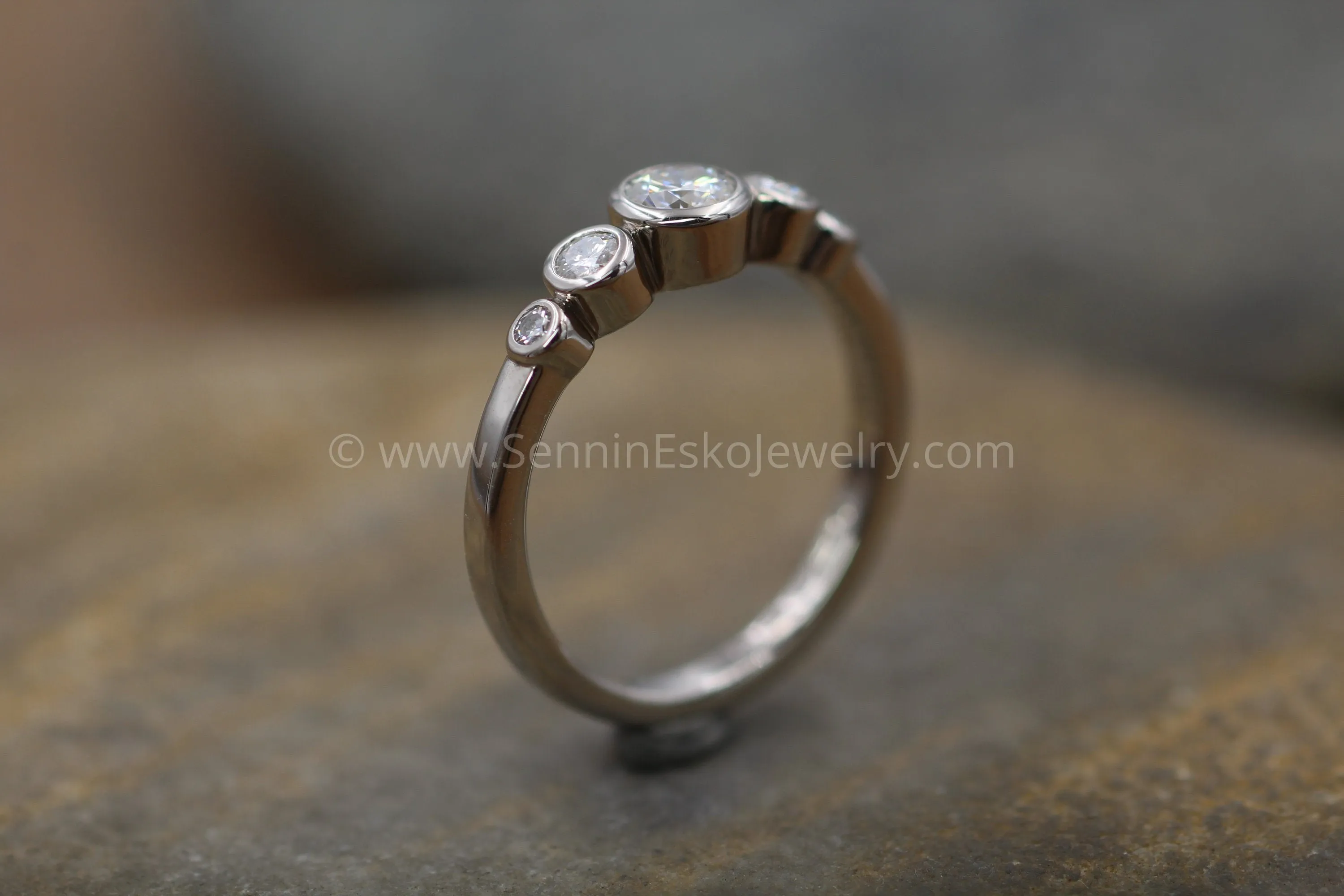 Moissanite Multi Bezel Rose Gold Ring - Forever One Moissanite Engagement Ring