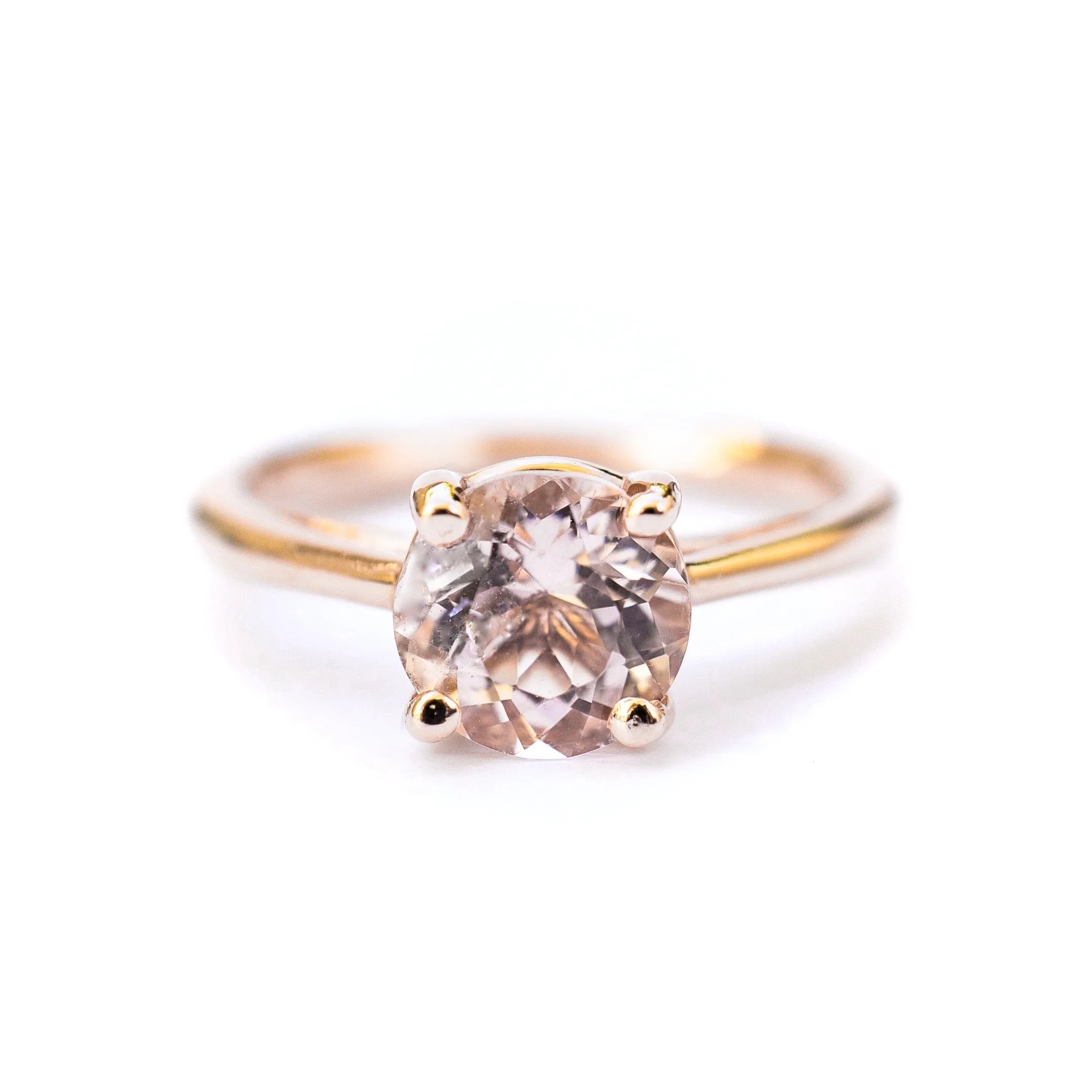 Morganite Solitaire Ring - Morganite Stone Womens Engagement Ring