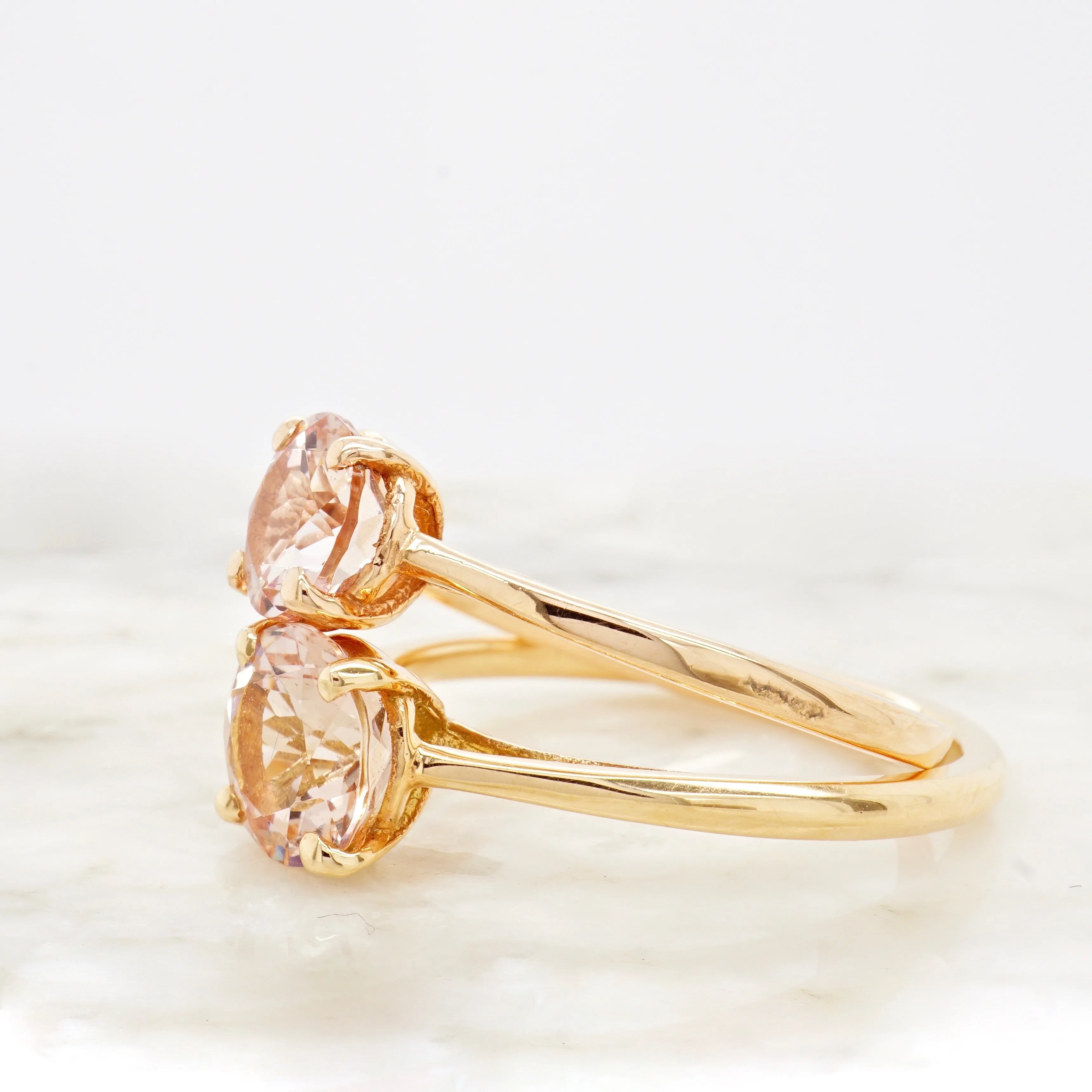 Morganite Solitaire Ring - Morganite Stone Womens Engagement Ring