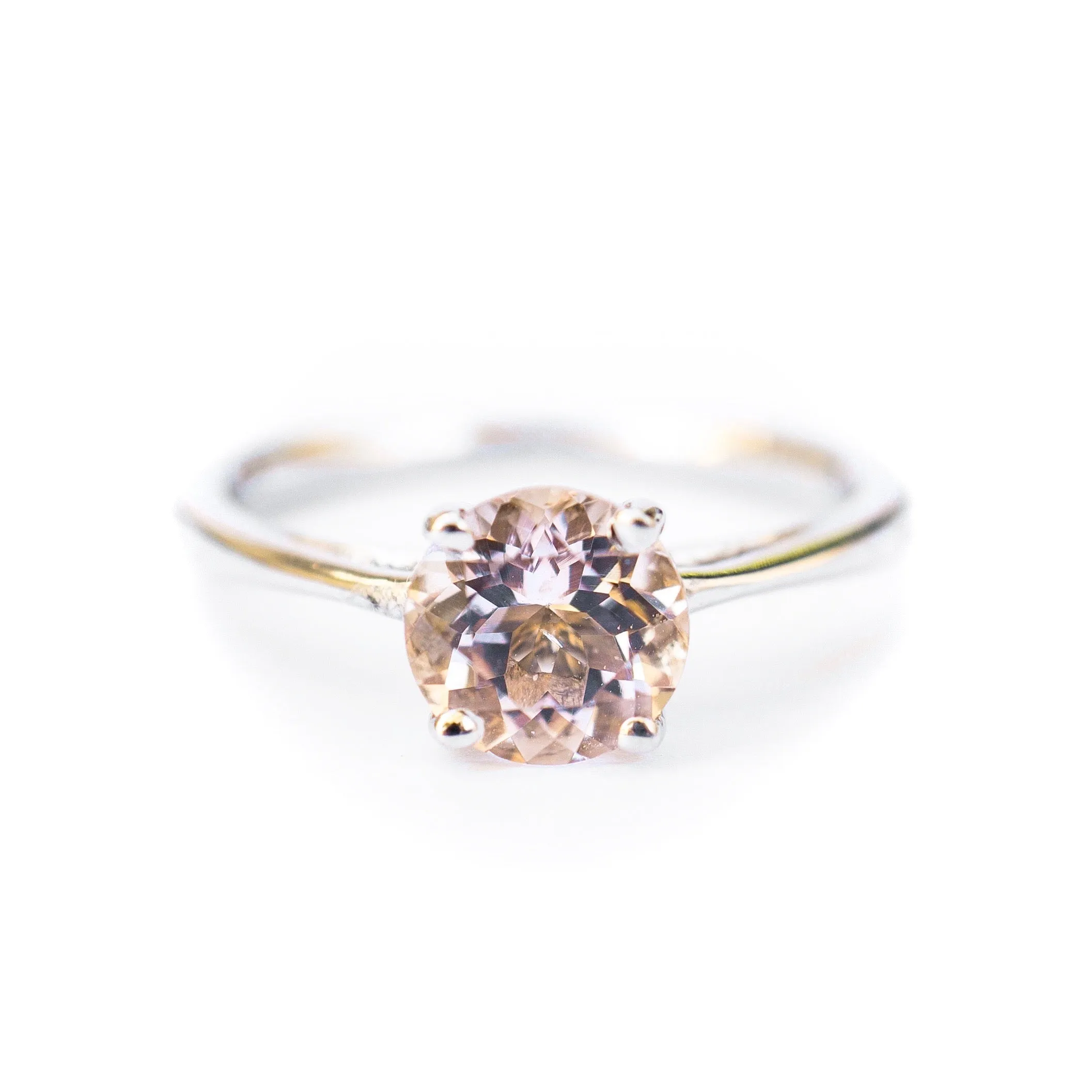 Morganite Solitaire Ring - Morganite Stone Womens Engagement Ring