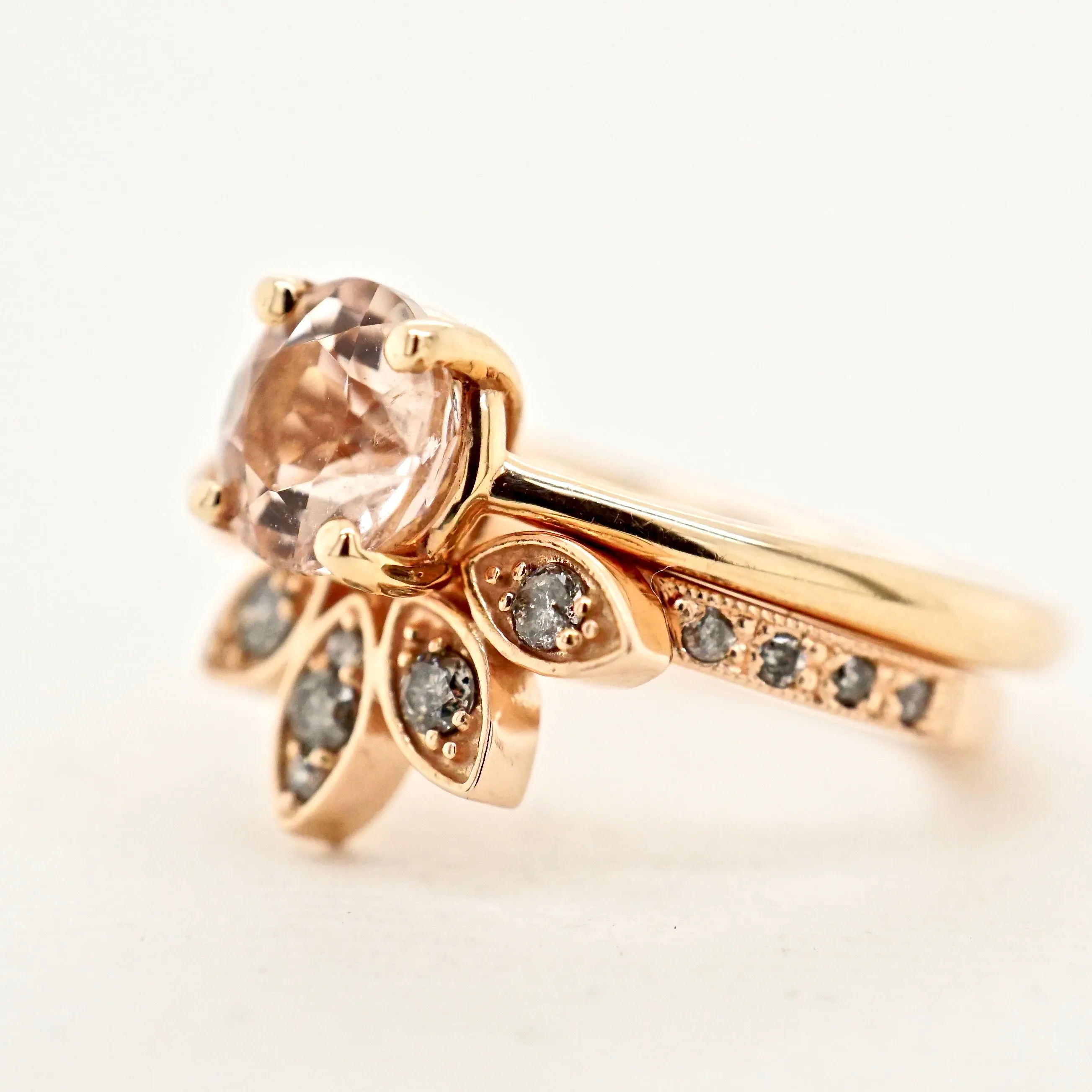 Morganite Solitaire Ring - Morganite Stone Womens Engagement Ring