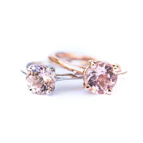 Morganite Solitaire Ring - Morganite Stone Womens Engagement Ring