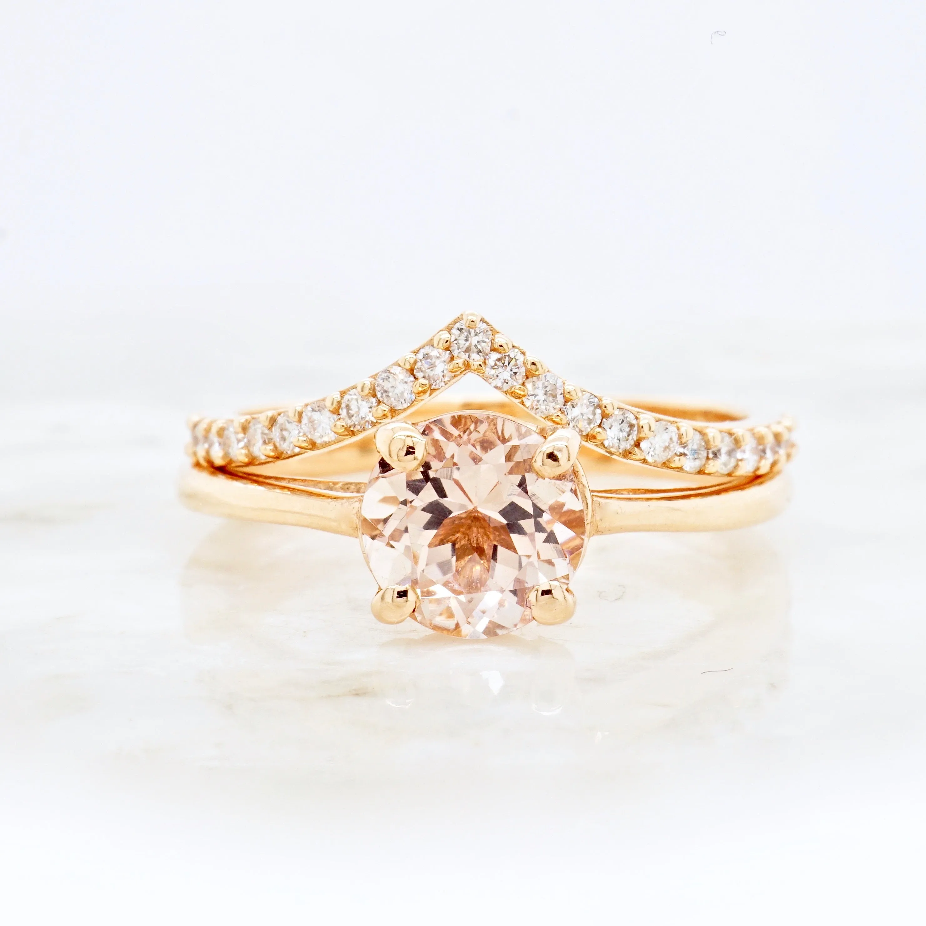 Morganite Solitaire Ring - Morganite Stone Womens Engagement Ring