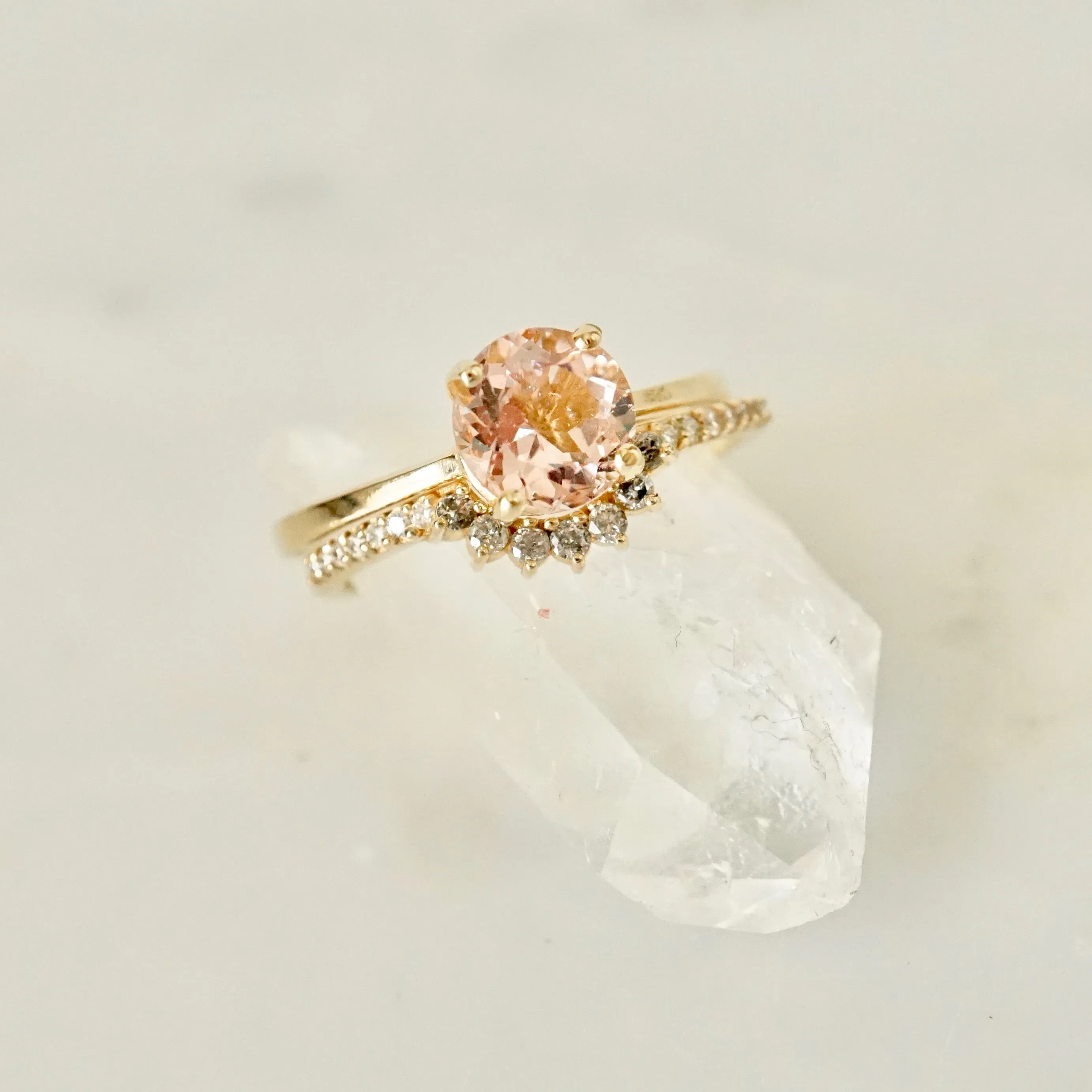 Morganite Solitaire Ring - Morganite Stone Womens Engagement Ring