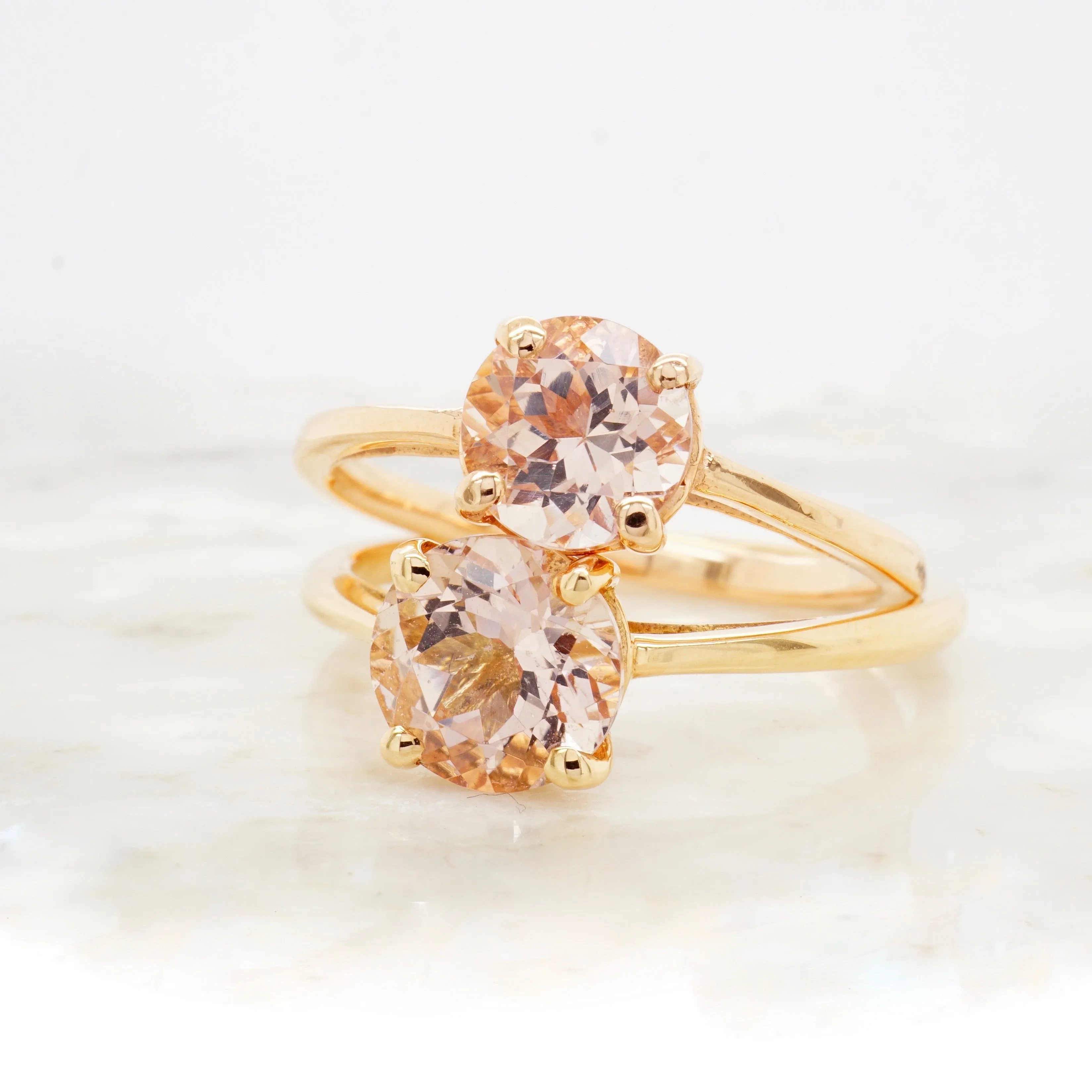 Morganite Solitaire Ring - Morganite Stone Womens Engagement Ring