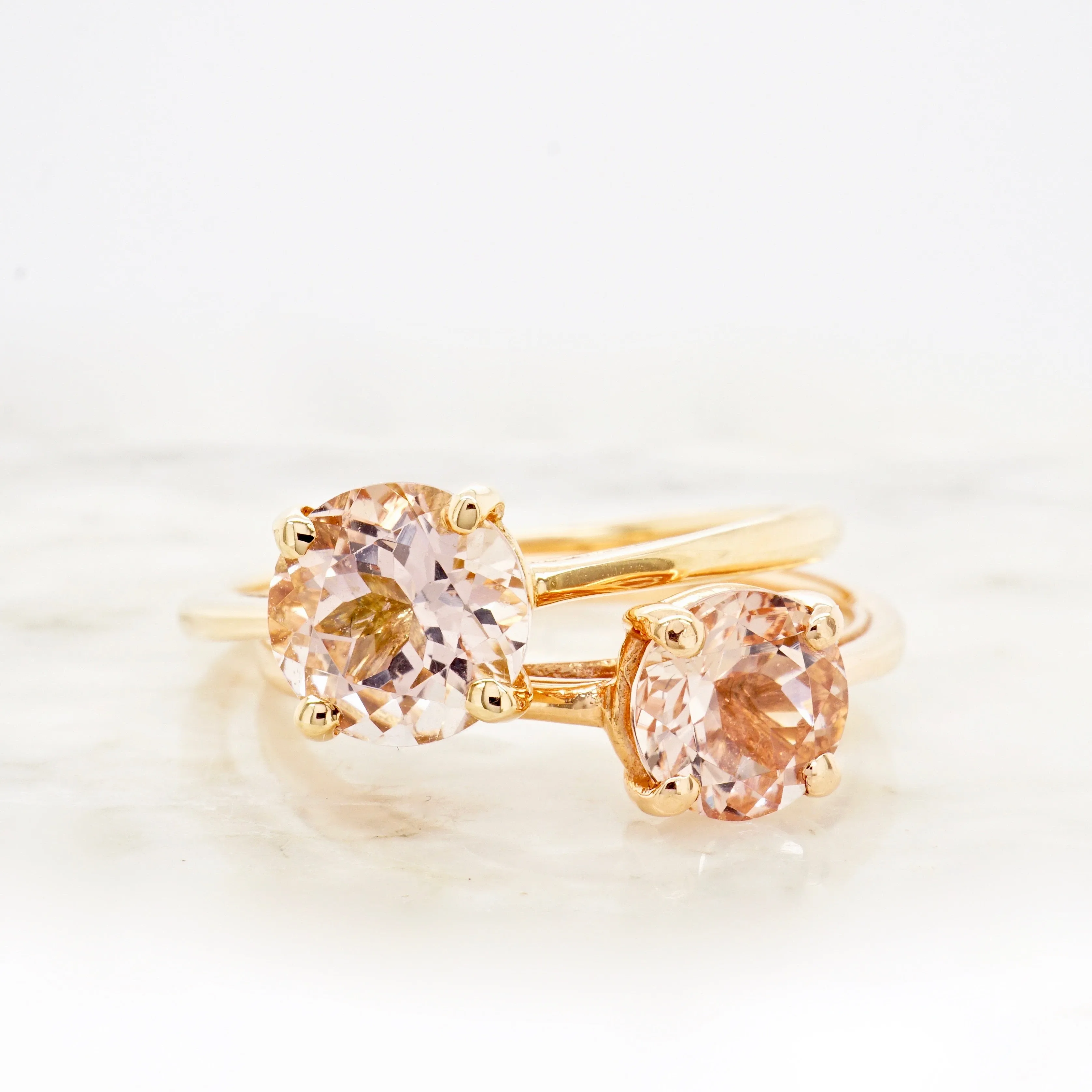 Morganite Solitaire Ring - Morganite Stone Womens Engagement Ring