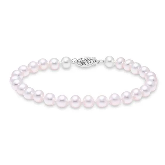 Mountz Collection 6-6.5MM Cultured Pearl Strand Bracelet with 14K White Gold Clasp