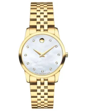 Movado Womens Diamond Museum Classic - Gold-Tone - MOP Dial - Bracelet