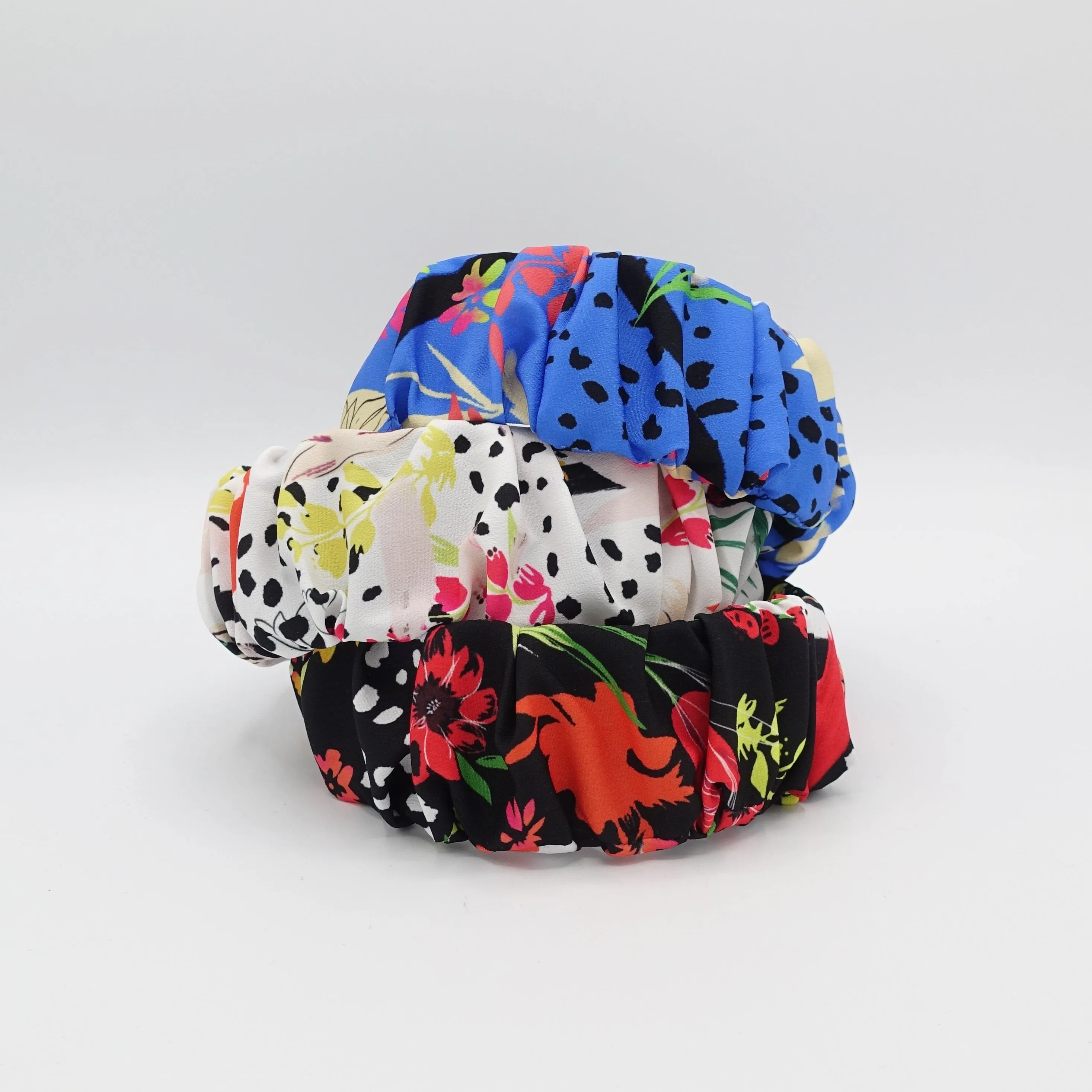 multi floral print headband flower print hairband pleated hair accessory for women