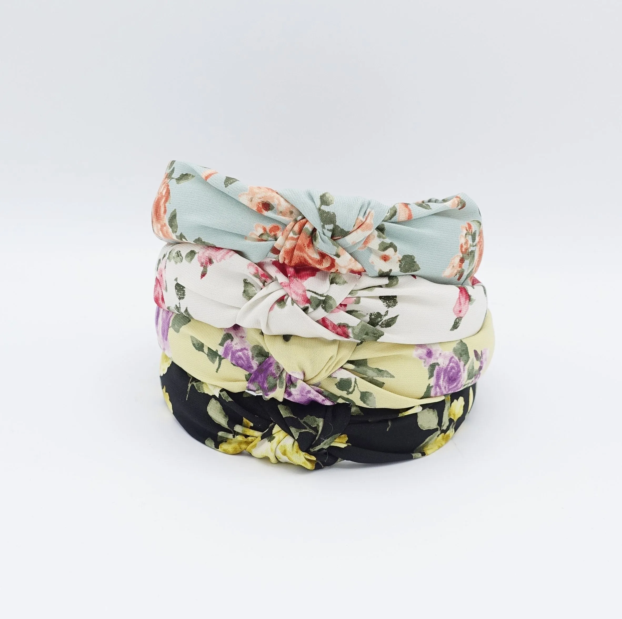 narrow headband flower vine print knotted headband floral thin hairband women hair accessory