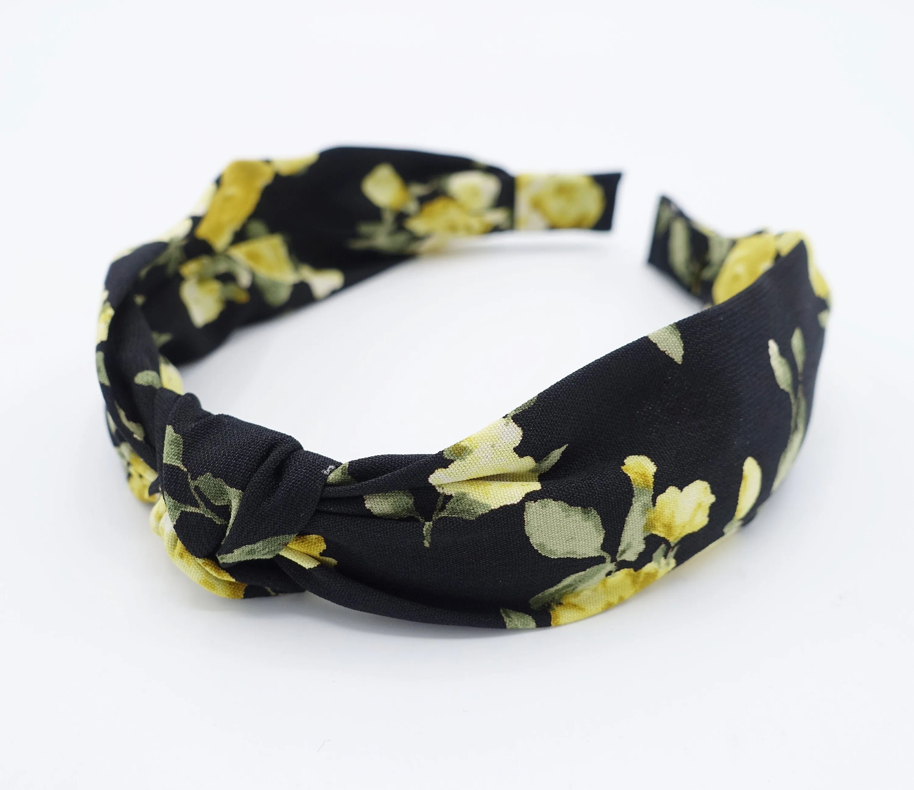 narrow headband flower vine print knotted headband floral thin hairband women hair accessory