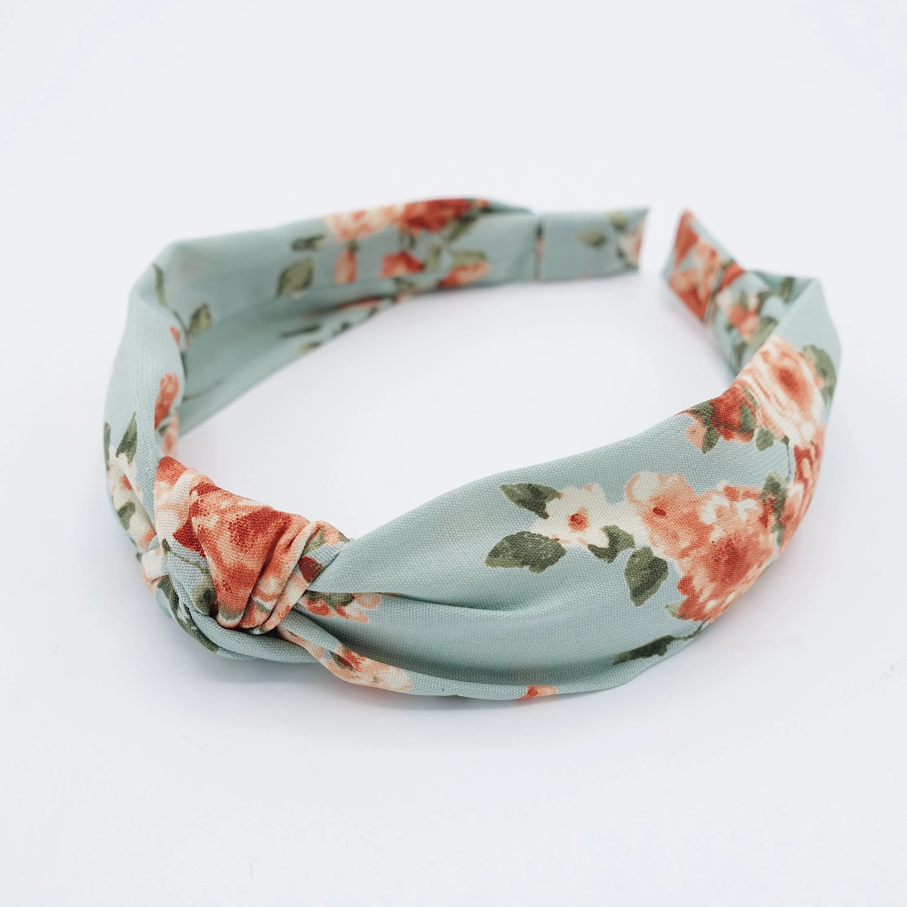 narrow headband flower vine print knotted headband floral thin hairband women hair accessory