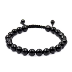 Natural Black Onyx 8mm Gemstone Healing Power Crystal Adjustable Macrame Bracelet