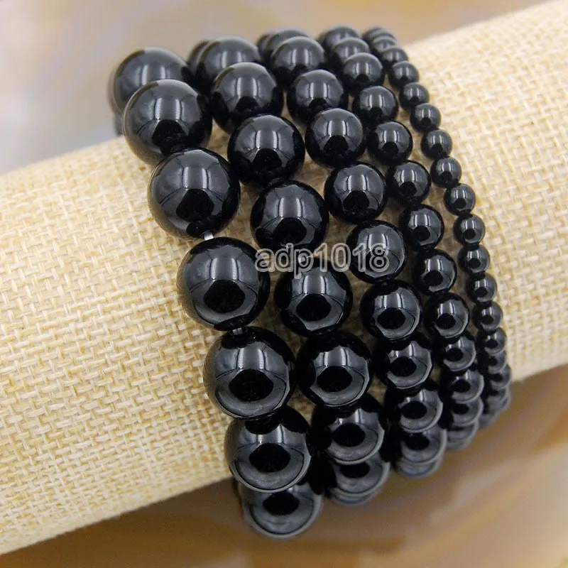 Natural Black Onyx Gemstone Beads Stretch Bracelet Healing Reiki