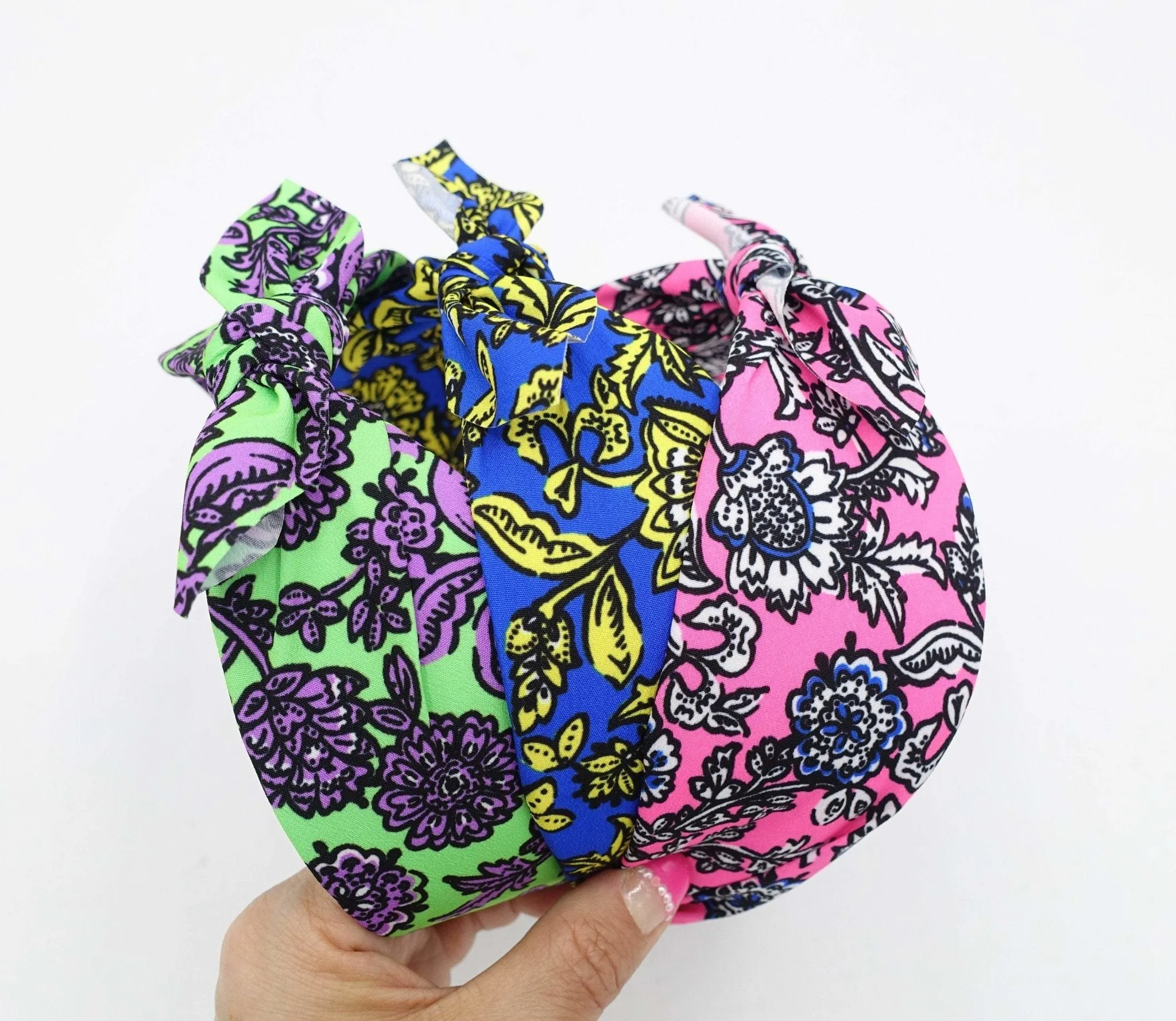 neon bow knot headband floral print hairband Summer headband for women