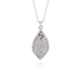 NEW! Secret Garden Pendant with Multi-Sapphires in Sterling Silver Necklace by Adel Chefridi