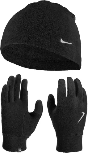 Nike Fleece Womens Running Hat And Glove Set - Black