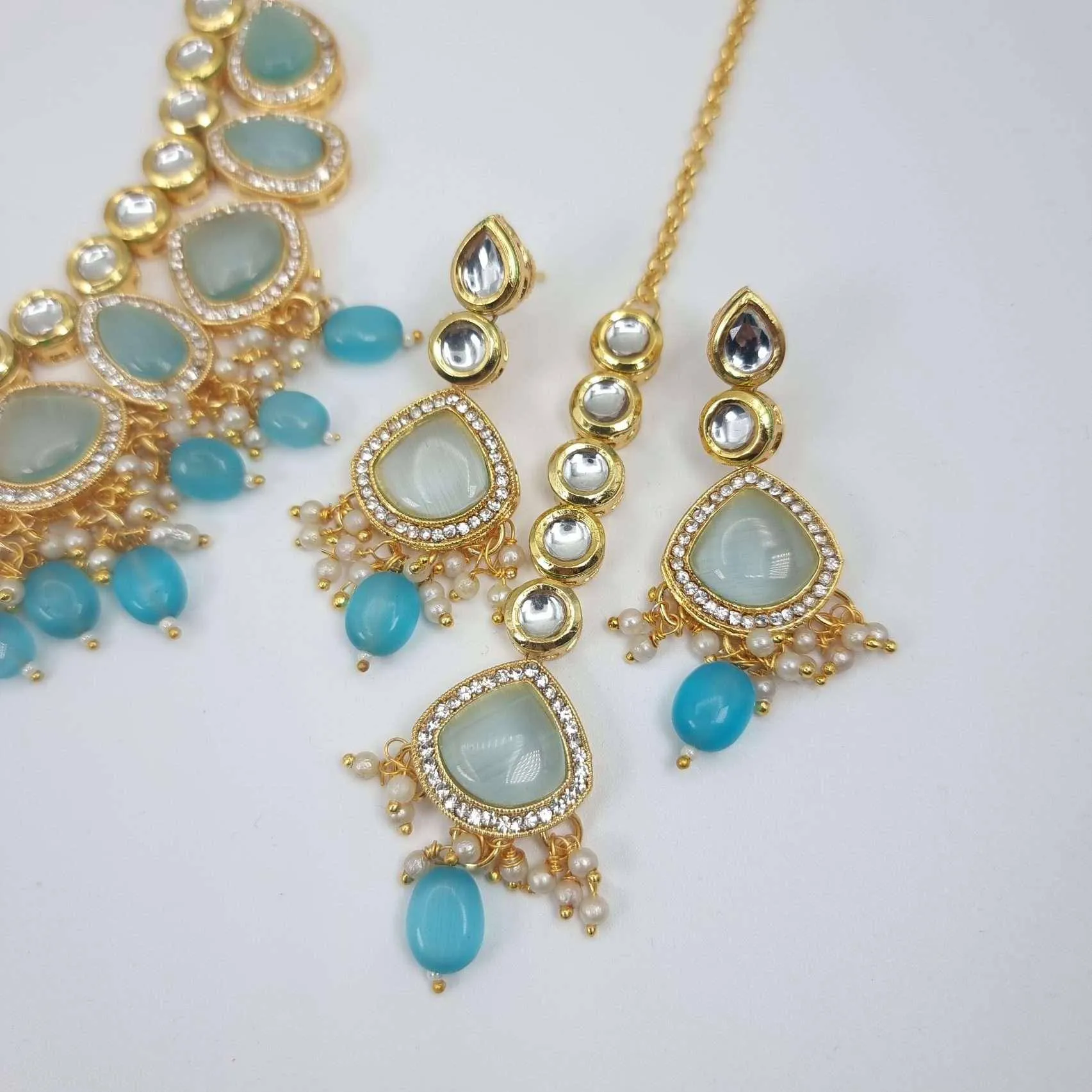 Nimra Kundan Necklace Set Blue