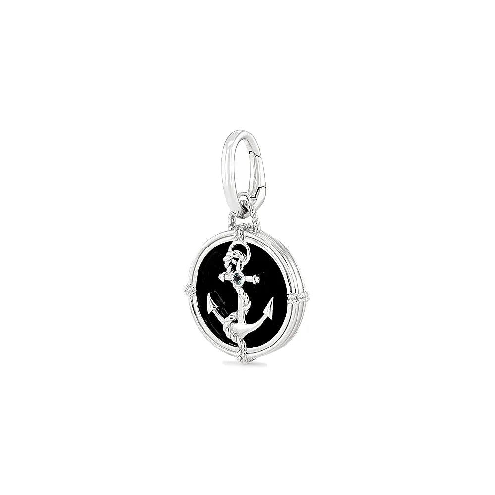 Ocean Reef Anchor Medallion With Black Onyx And Blue Topaz