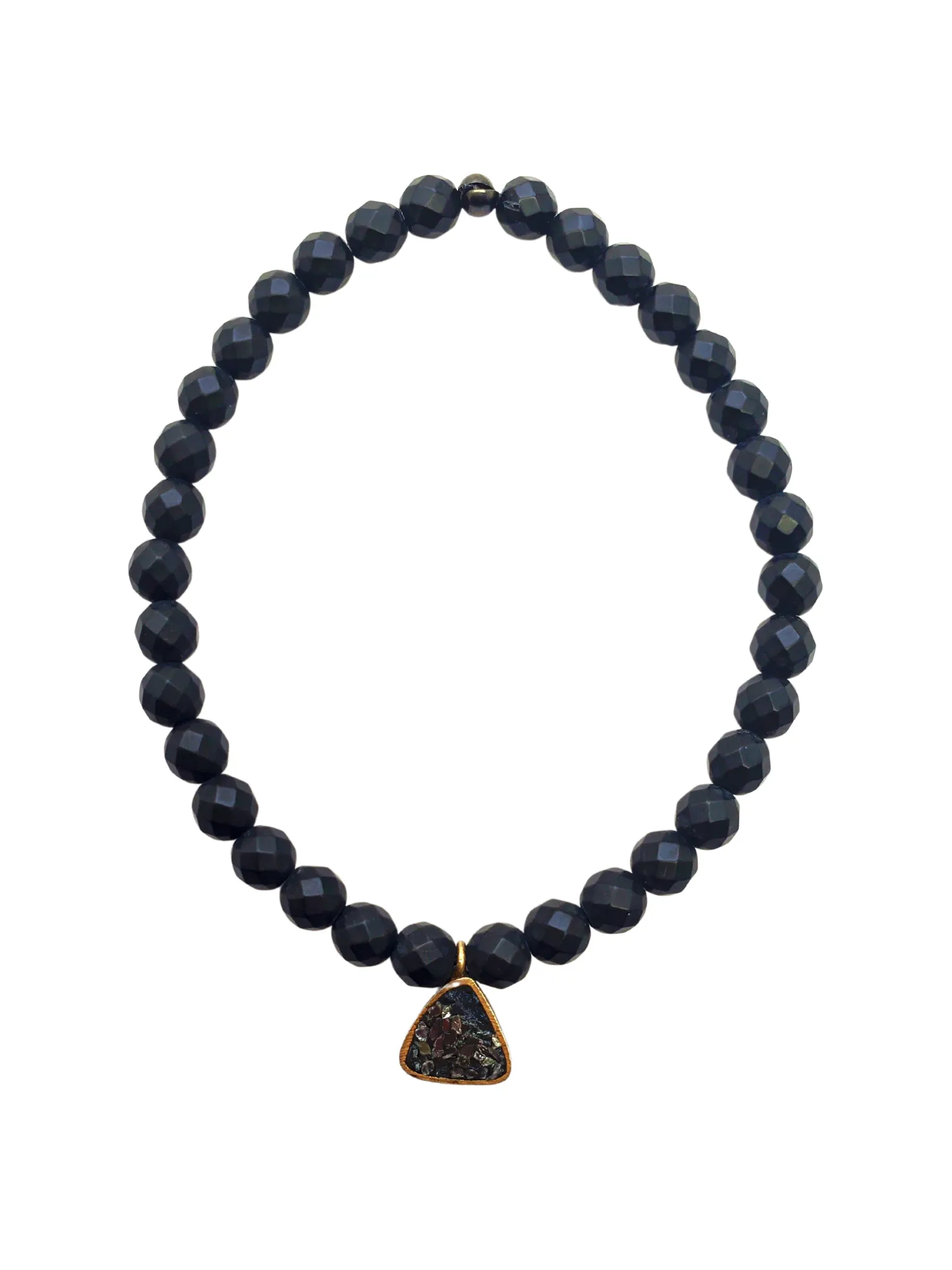 Onyx Bead & Raw Black Diamond Charm Bracelet