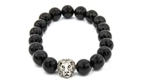 Onyx Gloss Natural Gemstone Lion Head Bracelet