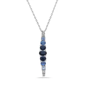 Oval Sapphire and Diamond Graduated Necklace