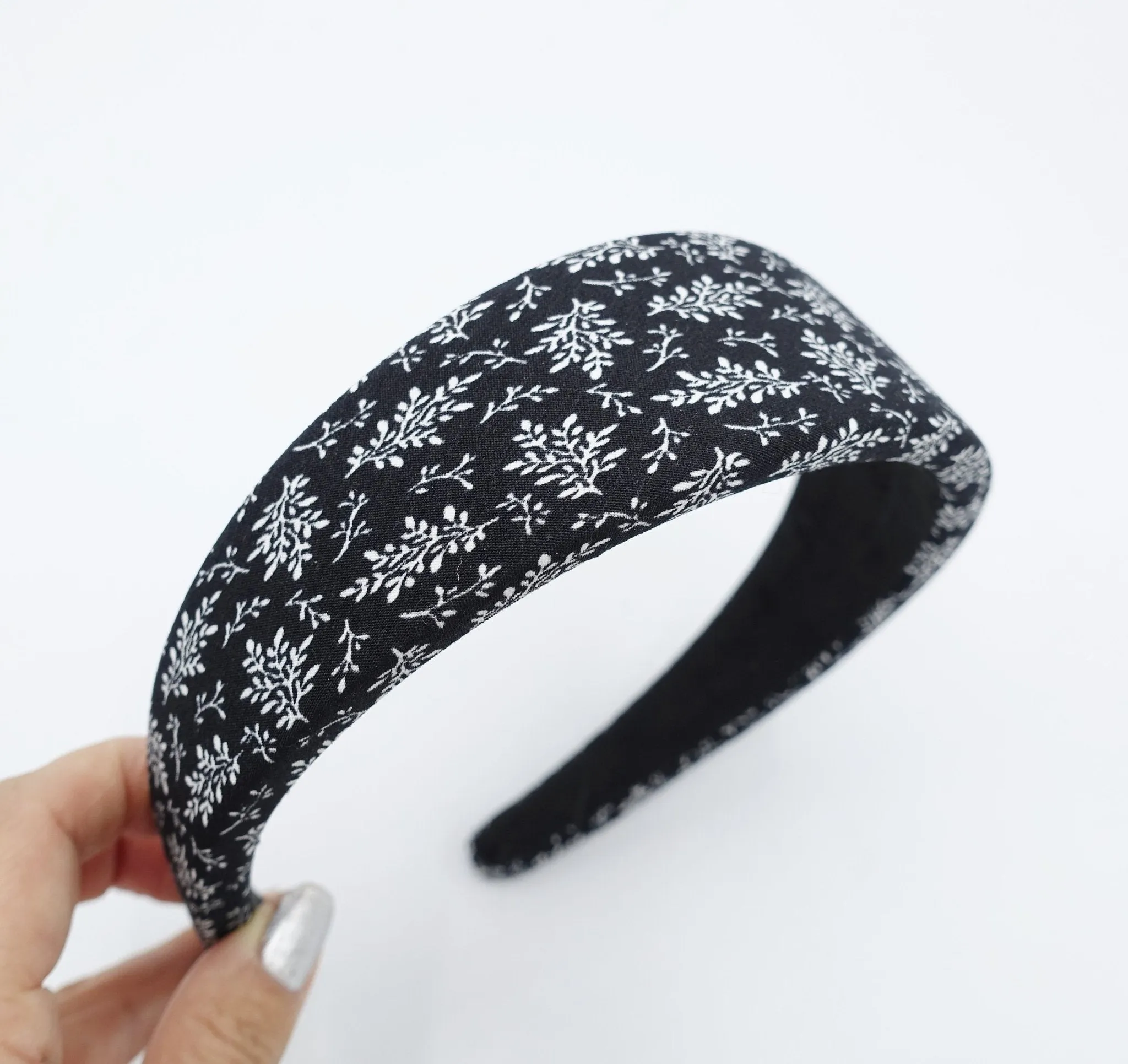 padded headband plant stem print hairband for women