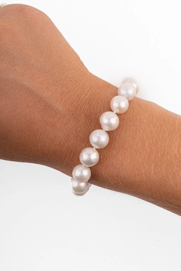 Pearl Bracelet - P75-A 9mm 9" White