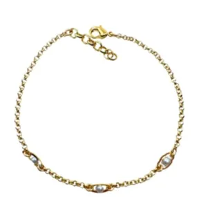 Pearl: Delicate Pearl Links in Gold Fill Chain Bracelet (BCG4380)