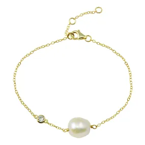 Pearl with CZ Bracelet