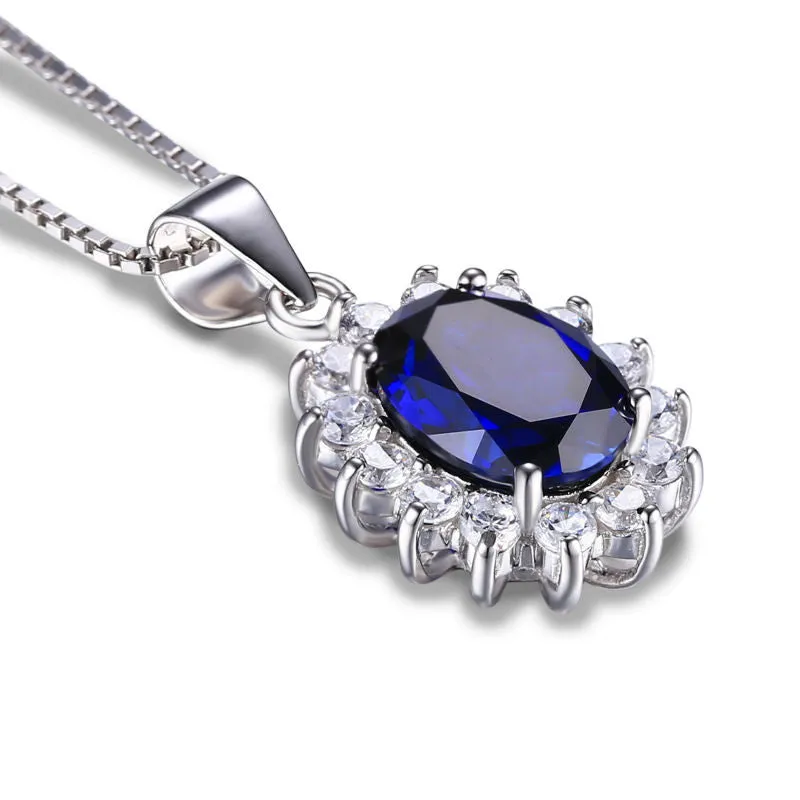 Pendant JewelryPalace Kate Princess Diana William 2.5ct Blue Sapphire 925 Sterling Silver without a chain