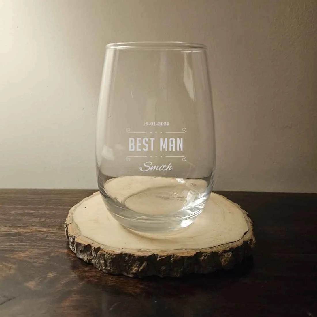 Personalized Whiskey Glass with Name Engraved on Stemless Cocktail Glass 400 ML - BEST MAN