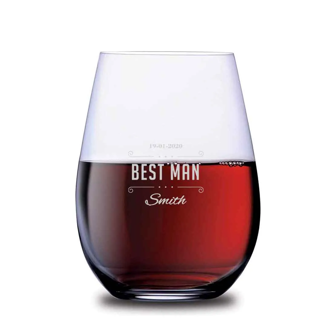 Personalized Whiskey Glass with Name Engraved on Stemless Cocktail Glass 400 ML - BEST MAN