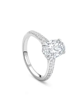 Petal Oval Cut Platinum Diamond Engagement Ring