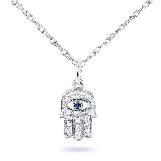 Petite Diamond & Sapphire Hamsa Talisman