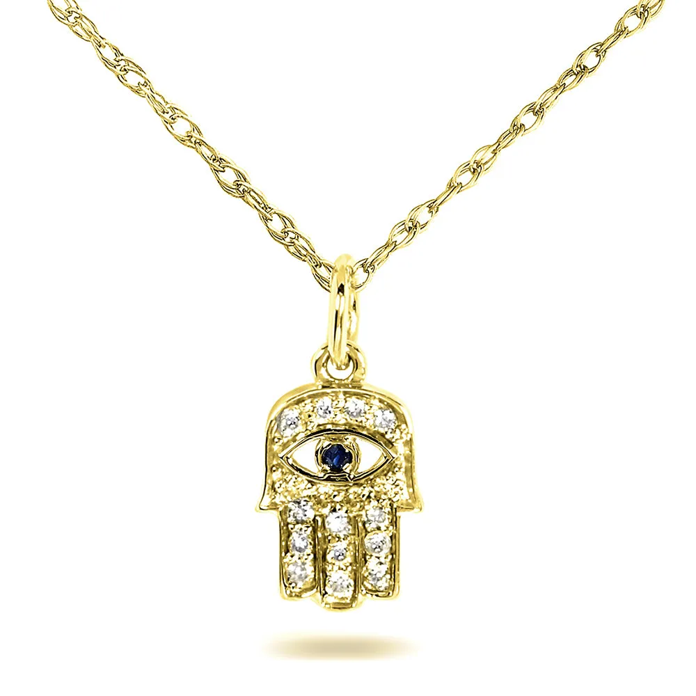 Petite Diamond & Sapphire Hamsa Talisman