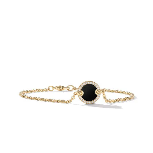 Petite DY Elements Center Station Chain Bracelet in 18K Yellow Gold with Black Onyx and Pavé Diamonds