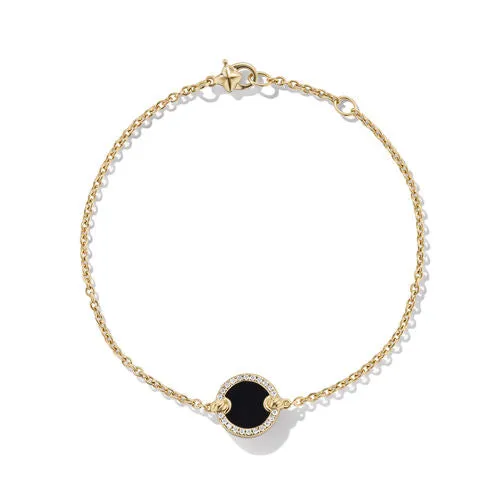 Petite DY Elements Center Station Chain Bracelet in 18K Yellow Gold with Black Onyx and Pavé Diamonds