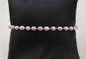 Pink Freshwater Seed Pearl Elastic Bracelet - 7.5"