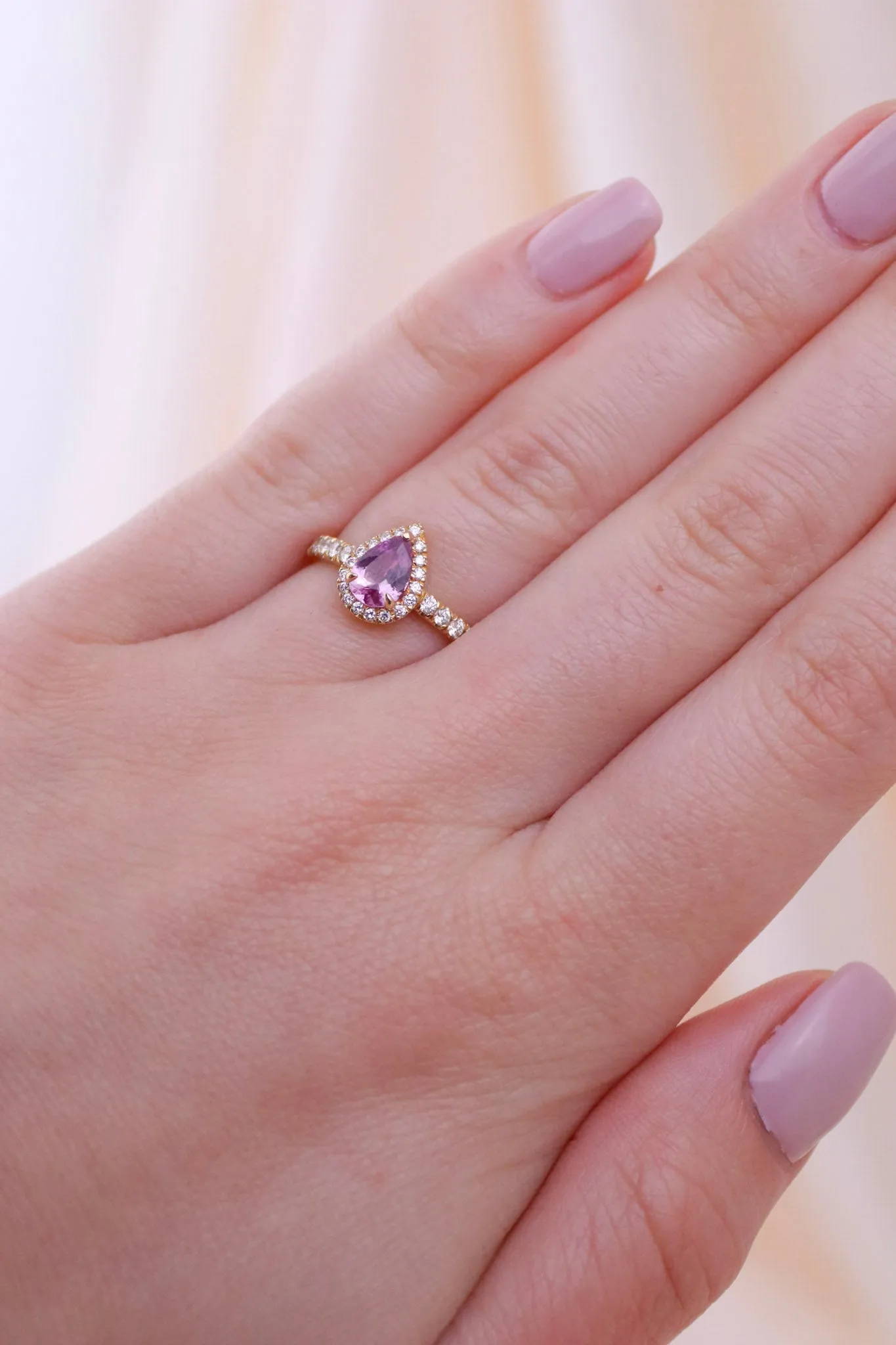 Pink Pear Engagement Ring