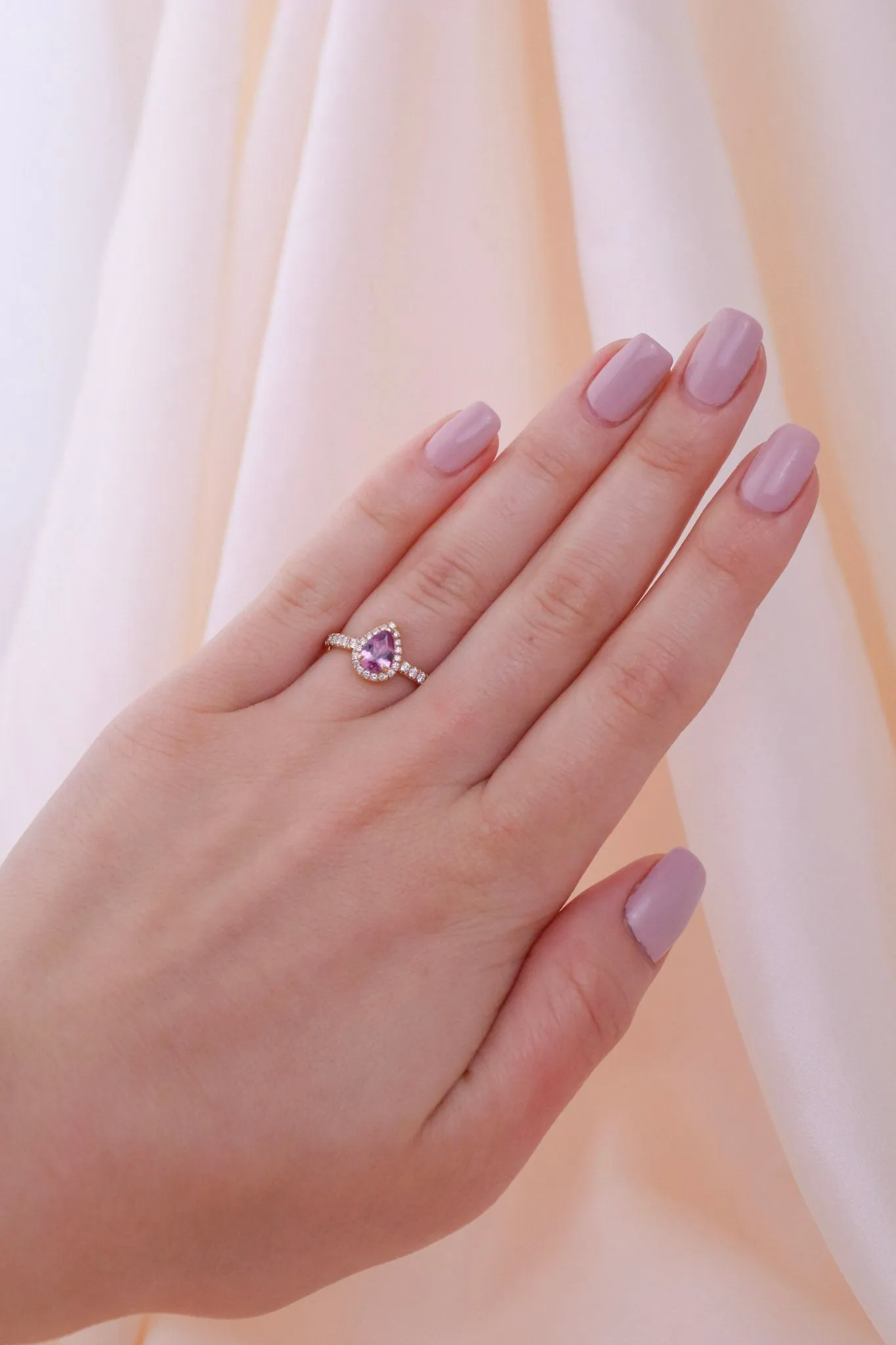 Pink Pear Engagement Ring