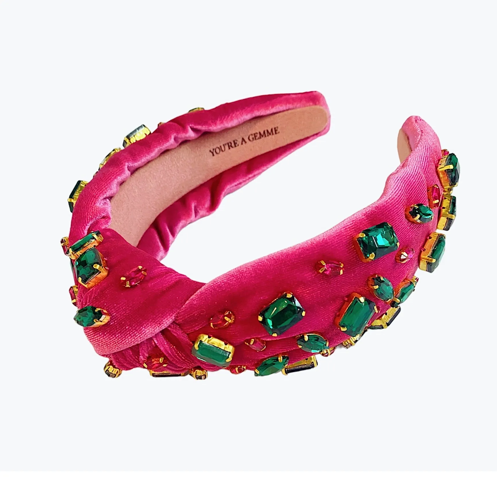 Pink Velvet Jeweled Headband